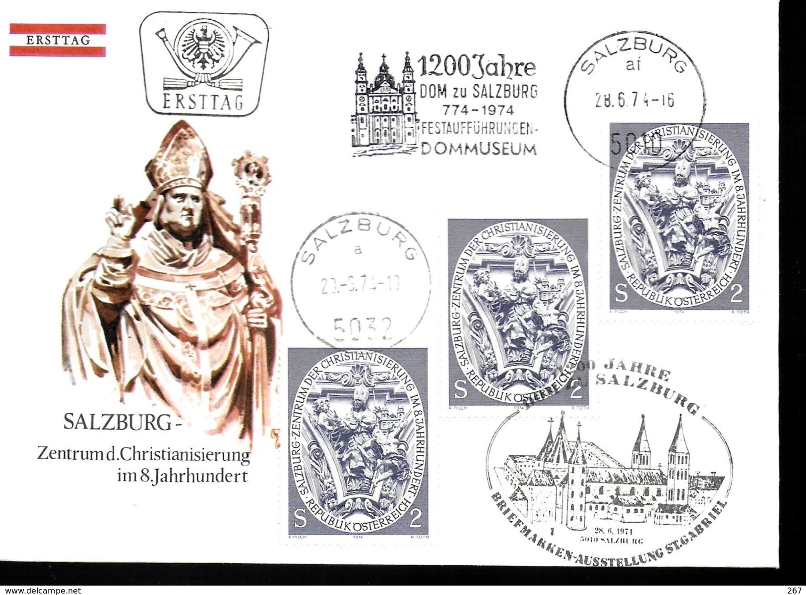 AUTRICHE    FDC  1974   Salzbourg Centre D Evangelisation Eglise De Nonntal  Mouton - Christianity