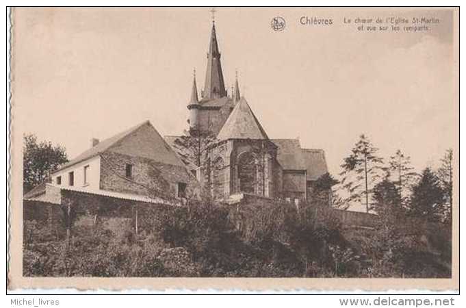 Chièvres - Le Choeur De L'Eglise St-Martin Et Vue Sur Les Remparts - Circulé - TBE - Chièvres