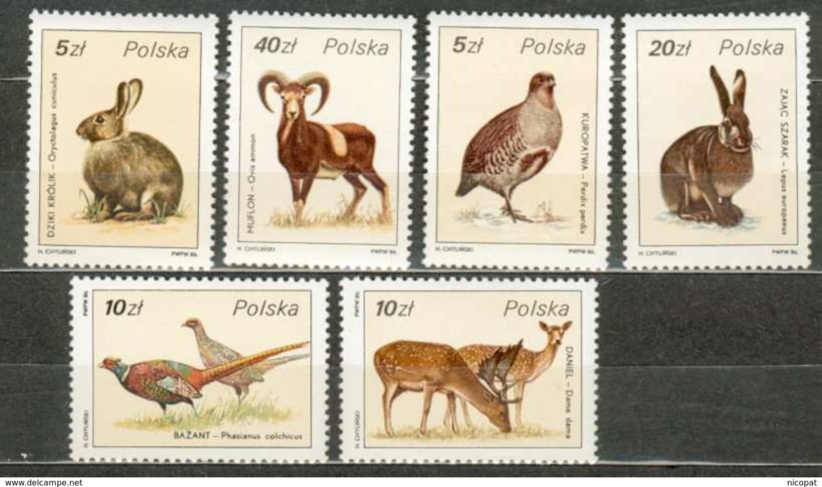 POLAND MNH ** 2829-2834 Faune Lapin Faisan Perdrix Animal Animaux Animals - Ungebraucht