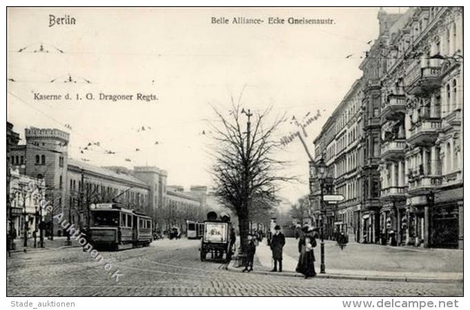 Kreuzberg (1000) Belle Alliance Gneisenaustrasse Stra&szlig;enbahn Kaserne Des 1. Dragoner Regiments  1908 I-II - Sonstige & Ohne Zuordnung