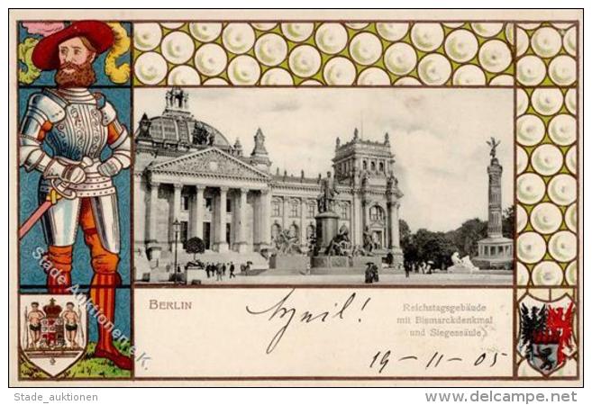 Berlin Mitte (1000) Reichstagsgeb&auml;ude Bismarckdenkmal Siegess&auml;ule Pr&auml;gedruck I-II - Sonstige & Ohne Zuordnung