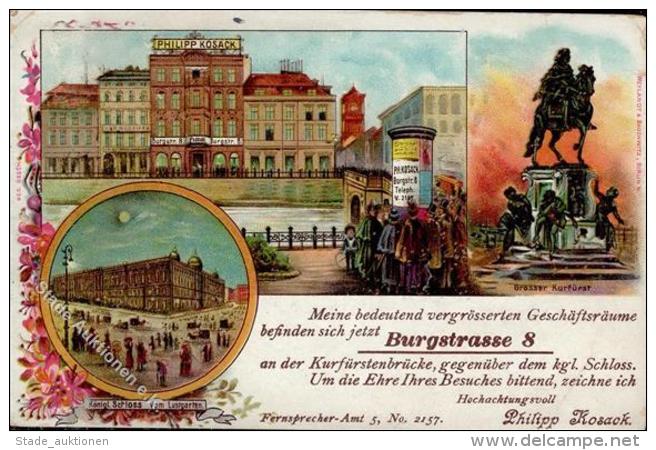 Berlin Mitte (1000) Handlung Philipp Kosack Litfa&szlig;s&auml;ule Burgstrasse Lithographie 1898 II- (Riss, Stauchungen) - Sonstige & Ohne Zuordnung