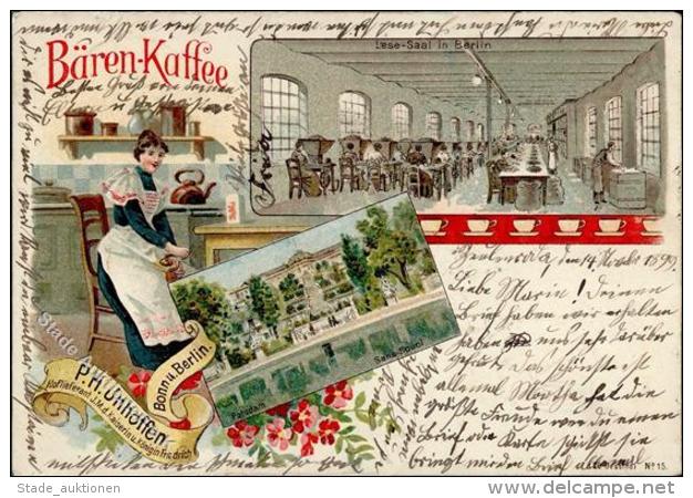Berlin (1000) Lesesaal Potsdam Sans Souci B&auml;ren Cafe 1899 I-II (Ecken Leicht Abgesto&szlig;en) - Sonstige & Ohne Zuordnung