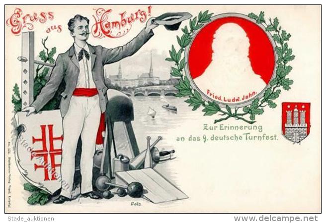 HAMBURG - 9. DEUTSCHE TURNFEST 1898 Pr&auml;gekarte I - Gymnastik