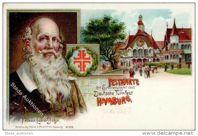 HAMBURG - 9. DEUTSCHE TURNFEST 1898 Festkarte I-II - Gymnastik