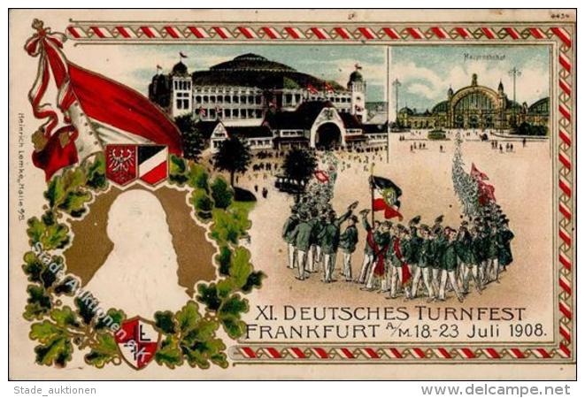 FRANKFURT/Main - XI. DEUTSCHES TURNFEST 1908 - Pr&auml;gekarte I-II - Gymnastik