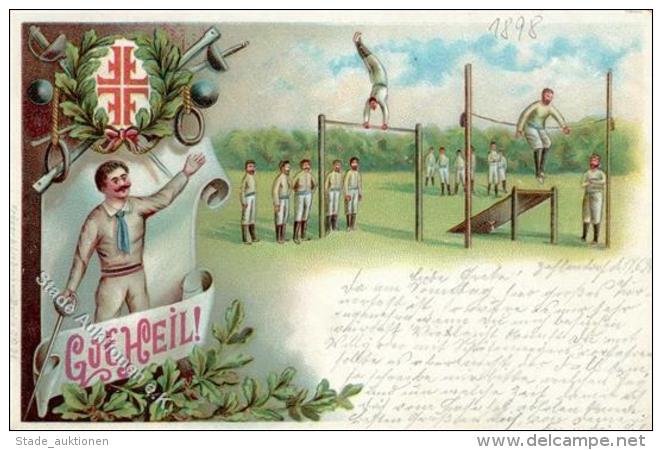 Turnen Gut Heil Lithographie 1898 I-II - Gymnastik