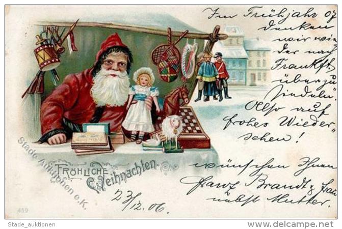 SCHACH - Weihnachten-Nikolaus-Litho - Verkausstand Mit SCHACHBRETT, 1906 I-II Noel Pere Noel - Chess