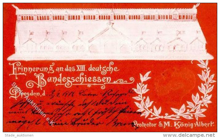 Sch&uuml;tzenfest Dresden (O8000) Protector K&ouml;nig Albert Pr&auml;gedruck 1900 I-II - Waffenschiessen