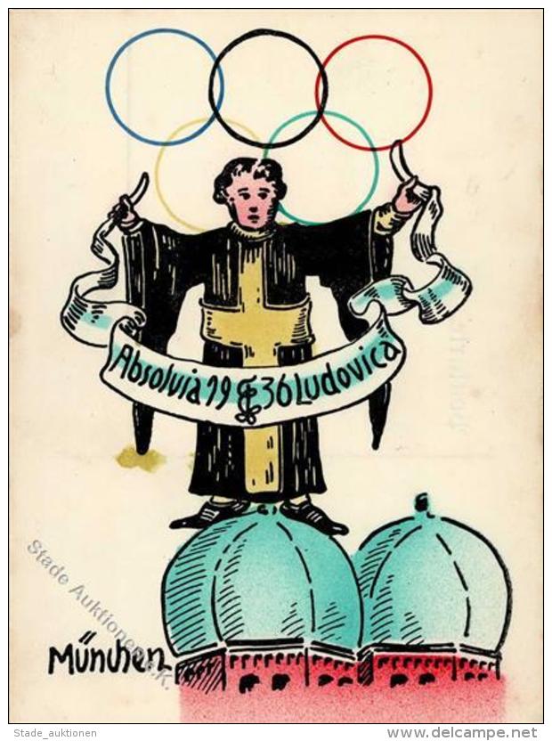BERLIN OLYMPIA 1936 - Studentika M&uuml;nchen Mit Olymia-Ringen - Fleckig- II - Olympische Spiele