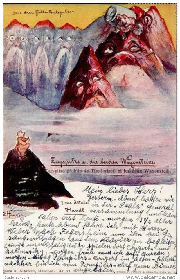 Berggesichter Sign. Hansen Zugspitze Und Die Beiden Waxensteine I-II Face &agrave; La Montagne - Sonstige & Ohne Zuordnung