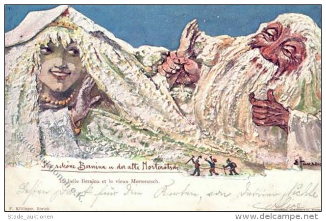 Berggesicht Sign. Hansen Die Sch&ouml;ne Bernina Und Der Alte Morteratsch K&uuml;nstlerkarte 1897 I-II - Sonstige & Ohne Zuordnung