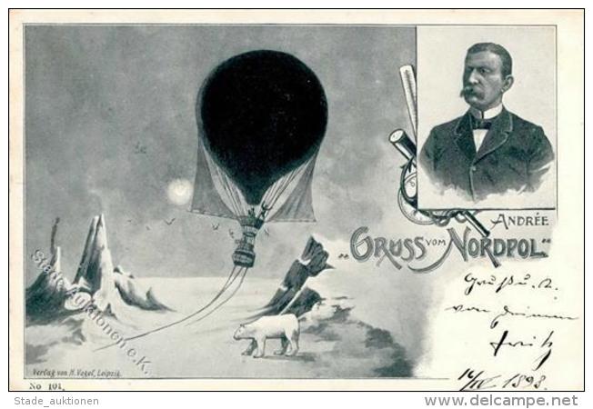 Expedition Nordpol Eisb&auml;r Ballon Andree K&uuml;nstlerkarte 1898 I-II - Ohne Zuordnung