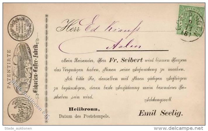 Vorl&auml;ufer Heilbronn Sehr Fr&uuml;he Vertreter Avis Karte Mit Ansicht Der Fa. Seelig Ca. 1873 Mit 1 Kr. Durchstochen - Non Classés