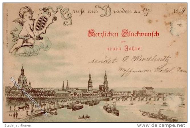 Vorl&auml;ufer Dresden (O8000) Neujahr Putte 1888 I-II (fleckig) Bonne Annee - Ohne Zuordnung