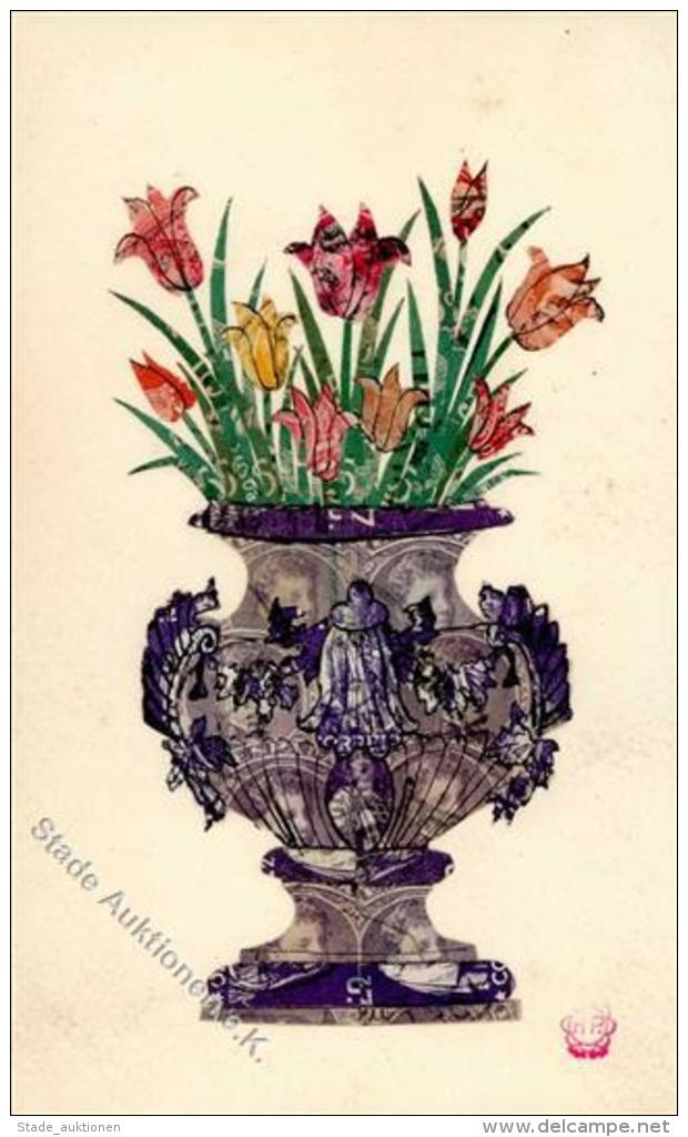 Briefmarken Collage Vase Mit Blumen  I-II - Post & Briefboten