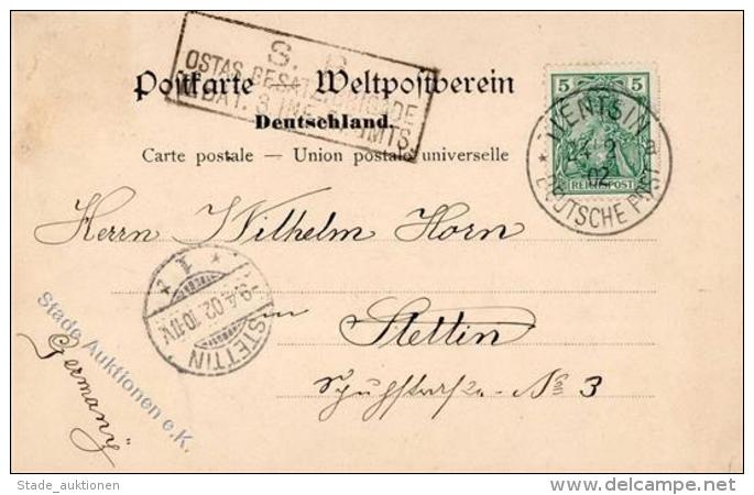 Kolonien Kiautschou Tientsin Deutsche Post 24.2.02 U. S. B. Ostas. Besatz. Brigade N. Bat. 3. Inf.Regiments Rs Chinesisc - Non Classés