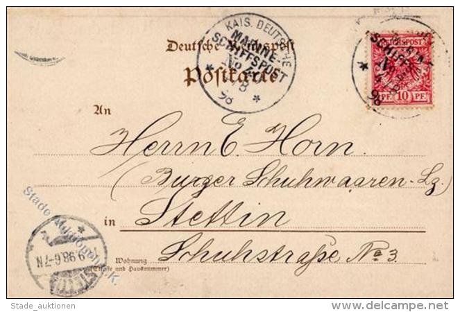 Kolonien Kiautschou Kais. Deutsche Marine Schiffspost Nr. 4.8.1898 Rs Bucht Kiautschou I-II Colonies - Ohne Zuordnung