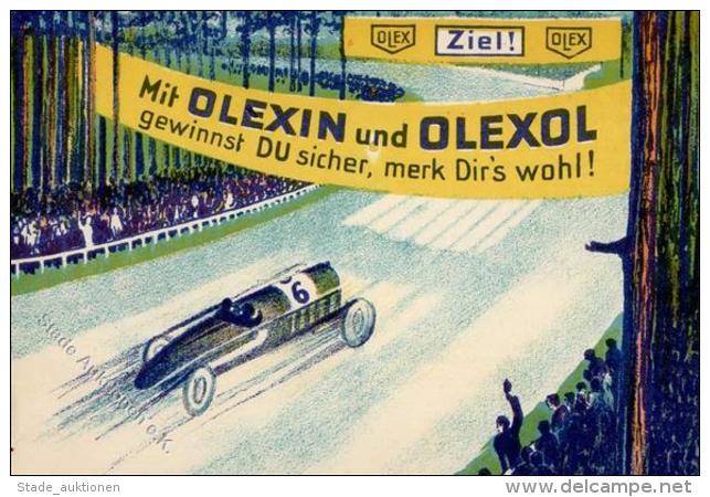 Tankstelle Olex Autorennen Werbe AK I- - Eisenbahnen