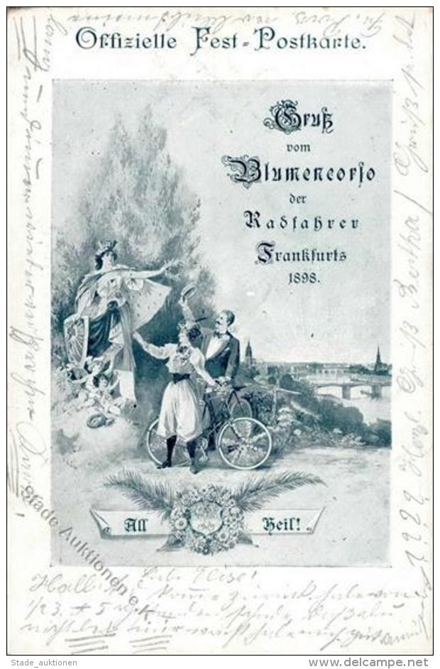FAHRRAD - Fest-Postkarte RADFAHRER-BLUMENCORSO FRANKFURT/Main 1898 I-II - Sonstige & Ohne Zuordnung
