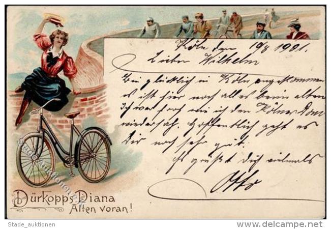 Fahrrad D&uuml;rkopp Diana Werbung Lithographie 1901 I-II Publicite Cycles - Sonstige & Ohne Zuordnung