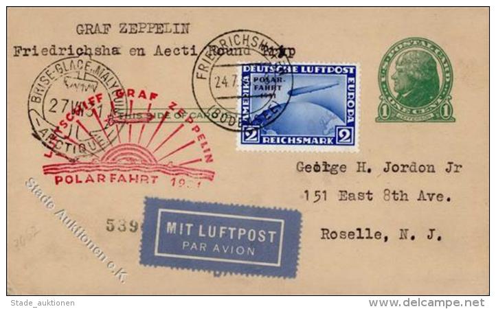 Zeppelinpost DR 1931 LZ 127 Polarfahrt Auflieferung Friedrichshafen Bis Malyguin Auf Karte Mit 2 RM Polarfahrt Entsprech - Zeppeline