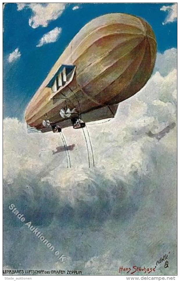 Zeppelin Sign. St&ouml;vhase, Hans K&uuml;nstler-Karte I-II Dirigeable - Zeppeline