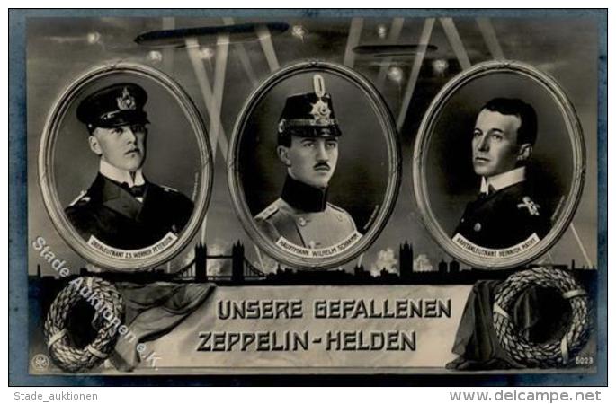 Zeppelin Gefallene Zeppelin Helden Peterson, Schramm U. Mathy  Foto AK I-II Dirigeable - Zeppeline