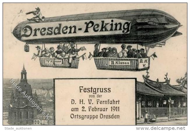 Zeppelin Dresden (O8000) Festgru&szlig; 1911 I-II (fleckig) Dirigeable - Zeppeline