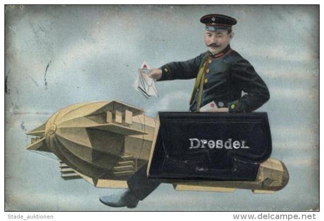 Ballon Brieftr&auml;ger Dresden (o-8000) AK Mit Leporello 1914 I-II - Fesselballons