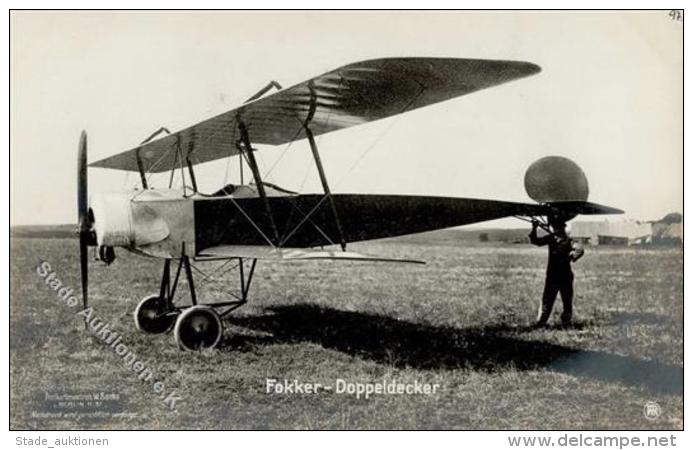 Sanke, Flugzeug Nr. Ohne Fokker Doppeldecker  Foto AK I- Aviation - Sonstige & Ohne Zuordnung
