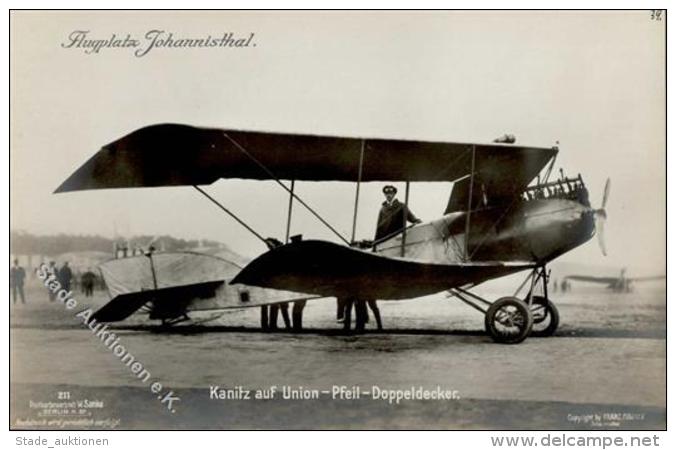 Sanke, Flugzeug Nr. 211 Kanitz Auf Union Pfeil Doppeldecker Flugplatz Johannosthal Foto AK I- Aviation - Altri & Non Classificati