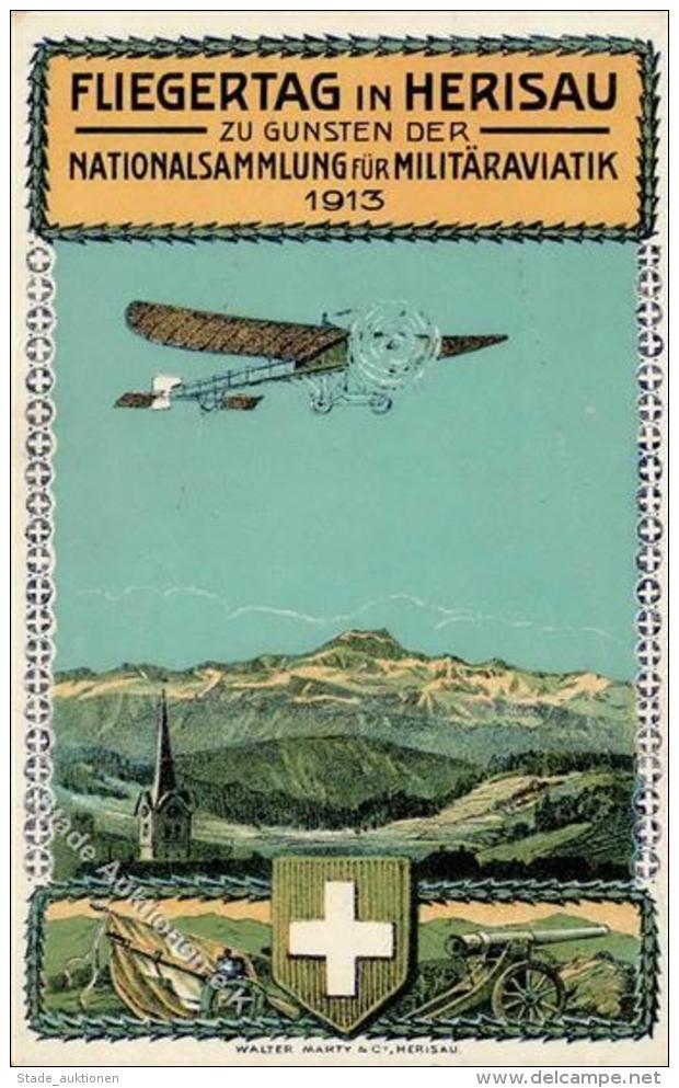 Flugtag Herisau (9100) Schweiz Fliegertag  K&uuml;nstlerkarte I-II - Sonstige & Ohne Zuordnung