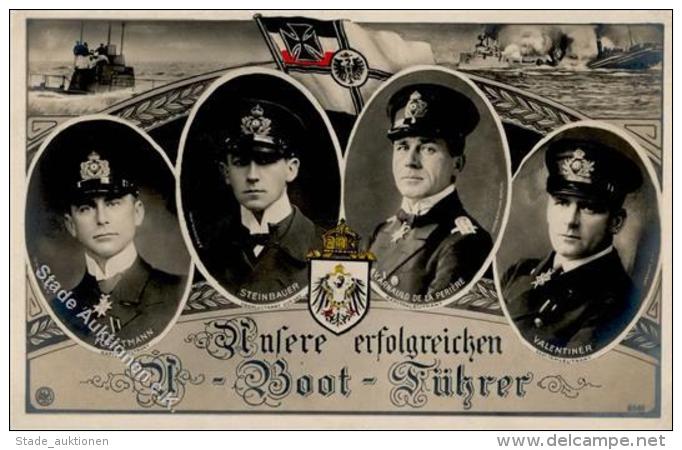 U-Boot WK I U-Boot F&uuml;hrer Forstmann, Steinbauer, V. Arnauld De La Periere U. Valentiner Foto AK I-II - Sonstige & Ohne Zuordnung