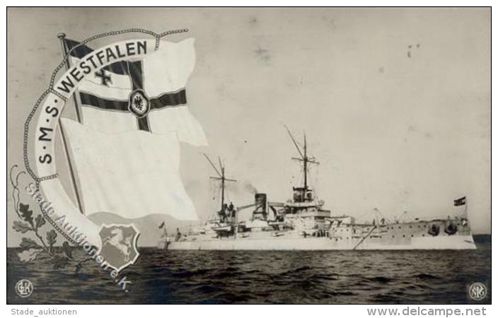 Schiff Kreuzer WK I SMS Westfalen 1914 Foto-Karte I-II Bateaux Bateaux - War 1914-18