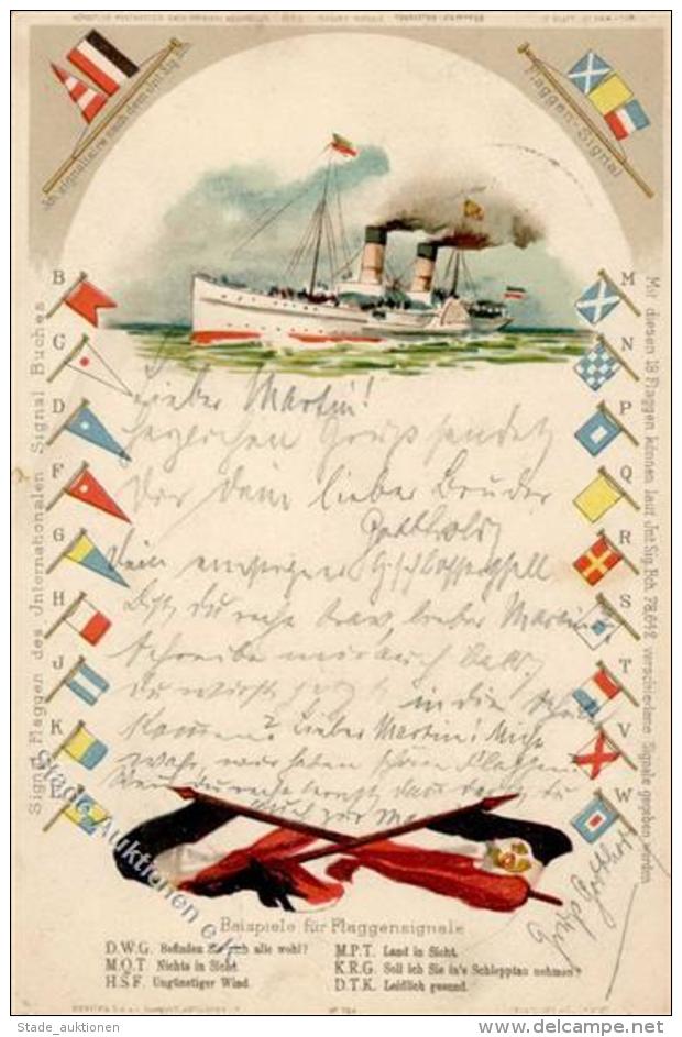 Marine - Galerie Flaggensignale Lithographie 1900 I-II - Weltkrieg 1914-18