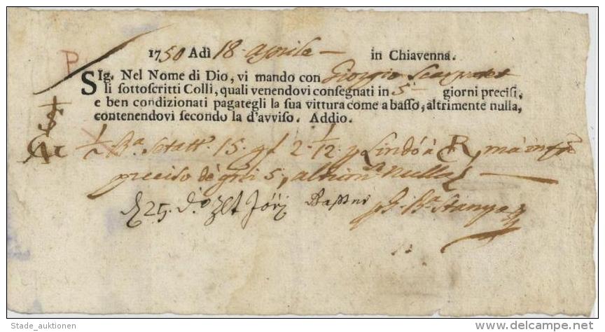 Religion Chiavenna Italien Ablassbrief 1750 I-II - Sonstige & Ohne Zuordnung