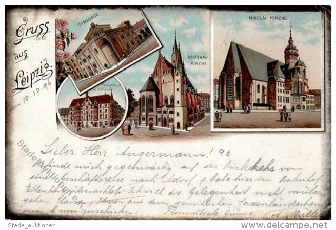 Synagoge Leipzig (O7000) Lithographie 1896 I-II Synagogue - Judaika