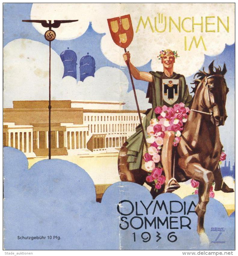 Buch WK II M&uuml;nchen Im Olympia Sommer Programmheft Titelbild Sign. Hohlwein, L. Und Programmheft Olympisches Konzert - Weltkrieg 1939-45