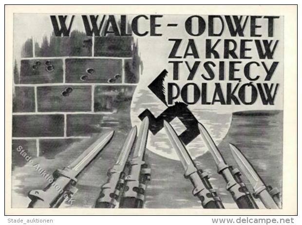 Antipropaganda WK II Polen Bajonett WK II K&uuml;nstlerkarte I-II - Guerre 1939-45