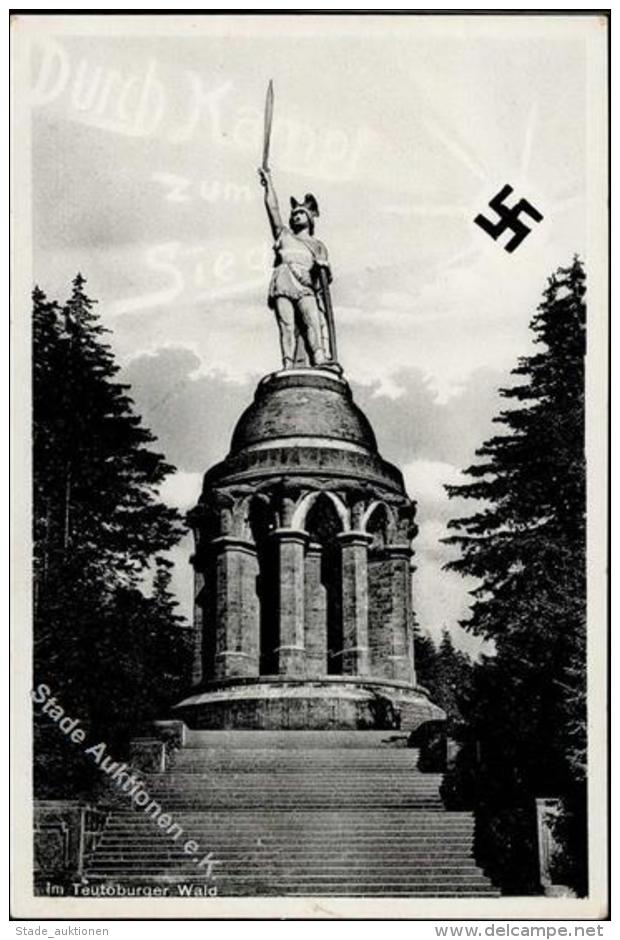 WK II Aufgehende Sonne Hermanns Denkmal Teuteburger Wald Foto-Karte I-II - Weltkrieg 1939-45