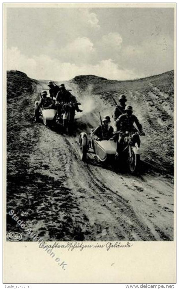 WK II Kraftradsch&uuml;tzen Im Gel&auml;nde Foto AK I-II - Weltkrieg 1939-45