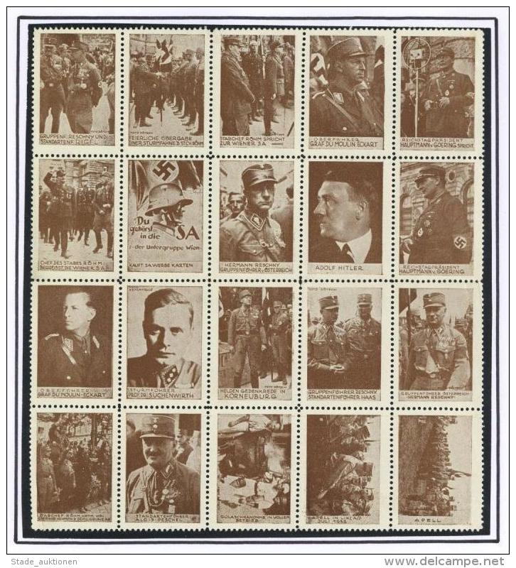 Vignette WK II Pers&ouml;nlichkeiten Bogen Mit 20 St&uuml;ck I-II - Weltkrieg 1939-45