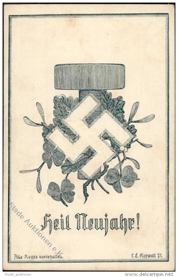 HAKENKREUZ WK II - NSDAP-Vorl&auml;ufer HEIL NEUJAHR! Sign. 1921 I-II - Weltkrieg 1939-45