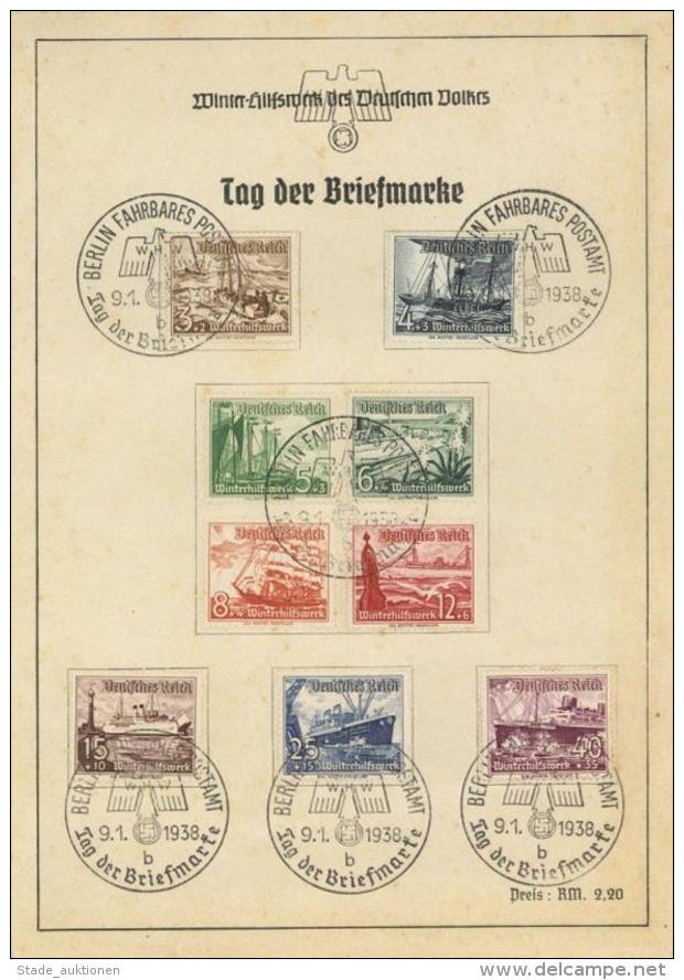 WHW Propaganda Philatelie Tag Der Briefmarke 9 Marken Mit Stempel Berlin Fahrendes Postamt 1938 II (fleckig) - Weltkrieg 1939-45