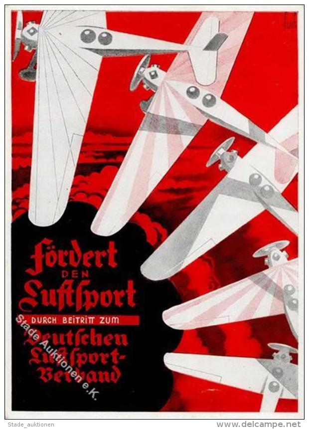 Flugzeug F&ouml;rdert Den Luftsport Sign. Glass K&uuml;nstler-Karte I-II (keine Ak-Einteilung) Aviation - Weltkrieg 1939-45