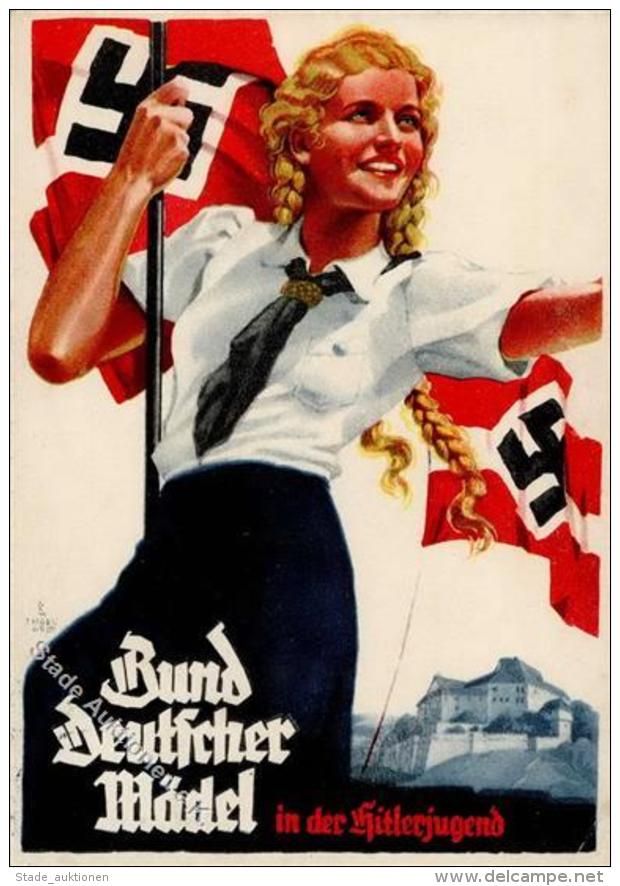 WK II HJ Propaganda Bund Deutscher M&auml;del K&uuml;nstler-Karte Sign. Engelhardt I-II (Stauchung) - Weltkrieg 1939-45