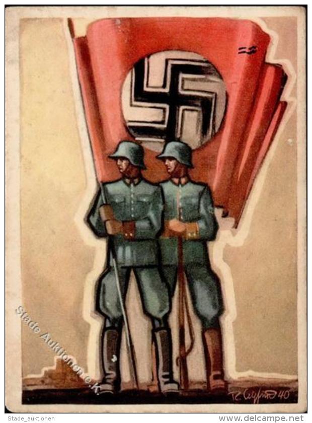SS WK II Tag Der Deutschen Polizei  K&uuml;nstlerkarte I-II (fleckig) - Weltkrieg 1939-45
