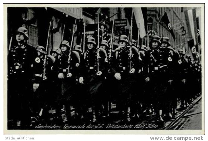 SS WK II Saarbr&uuml;cken (6600) Einmarsch Der SS Leibstandarte Adolf Hitler Foto-Karte I-II - War 1939-45