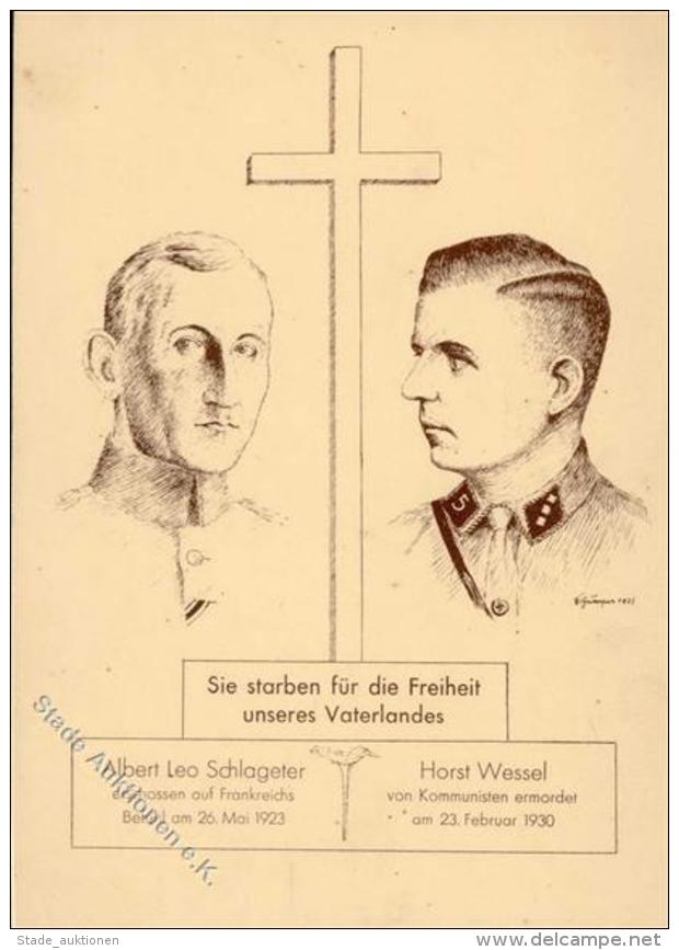 SS WK II - Fr&uuml;he SS-Spenden-Karte SCHLAGETER - Horst WESSEL I - Weltkrieg 1939-45